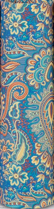 Blue wrapping paper with colorful floral paisley ornaments