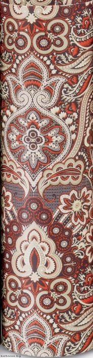 Brown wrapping paper with beige and red paisley ornaments